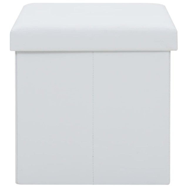Tabourets de rangement pliables lot de 2 blanc similicuir