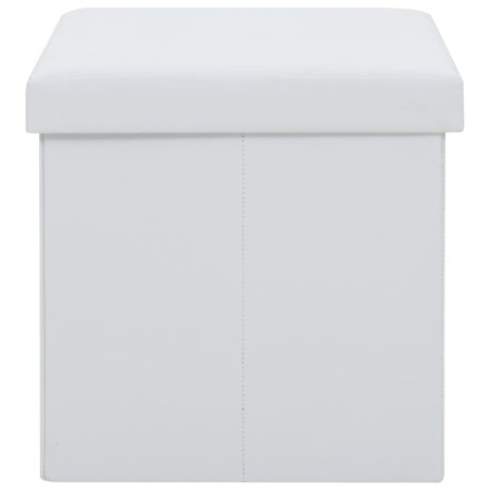 Tabourets de rangement pliables lot de 2 blanc similicuir