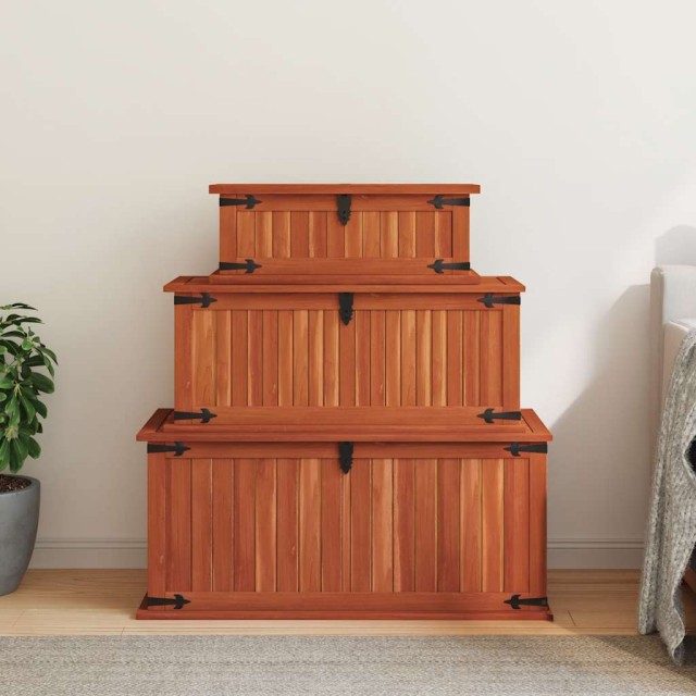 Coffres de rangement 3 pcs Bois d'acacia solide