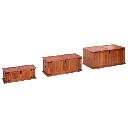 Coffres de rangement 3 pcs Bois d'acacia solide