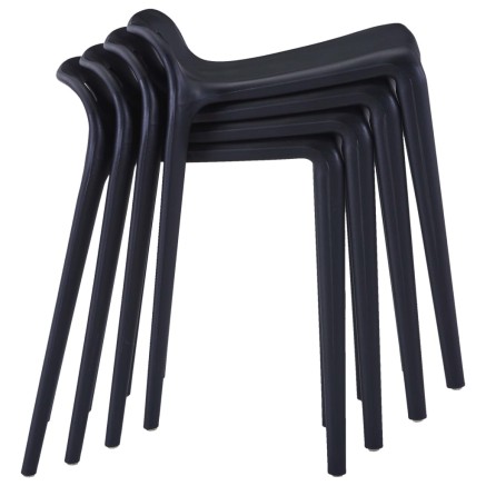Tabourets empilables lot de 4 noir plastique 2