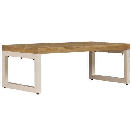 Table basse 100x50x35 cm Bois de manguier solide et acier 2