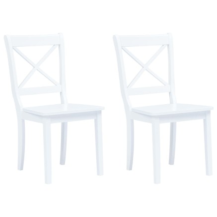 Chaises à manger lot de 2 blanc bois hévéa massif