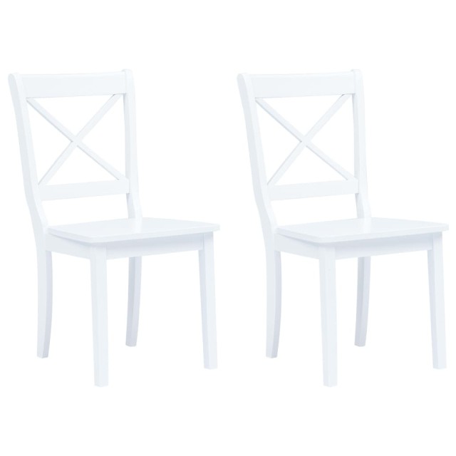Chaises à manger lot de 2 blanc bois hévéa massif