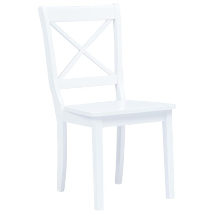 Chaises à manger lot de 4 blanc bois d'hévéa massif 2