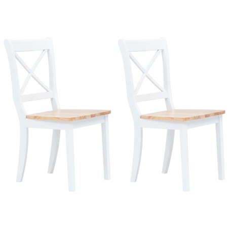 Chaises à manger lot de 2 blanc et bois clair bois hévéa massif