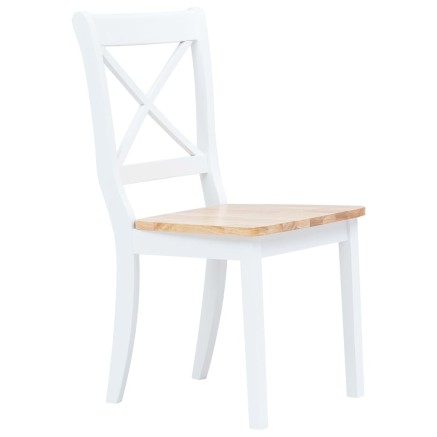 Chaises à manger lot de 2 blanc et bois clair bois hévéa massif 2