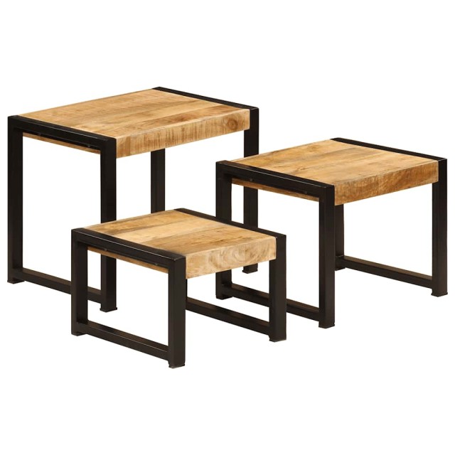 Tables gigognes 3 pcs Bois solide de manguier