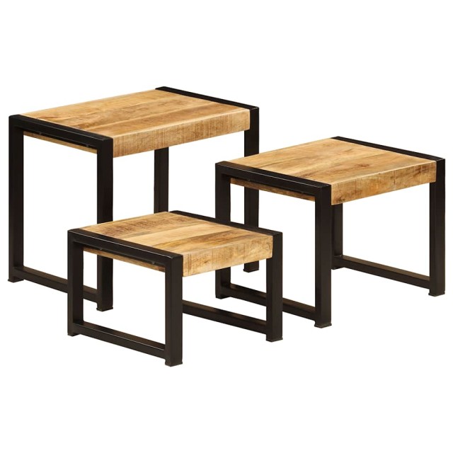 Tables gigognes 3 pcs Bois solide de manguier