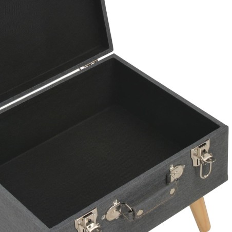 Tabourets de rangement lot de 3 Gris foncé Tissu