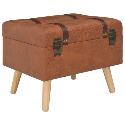 Tabouret de rangement 40 cm marron pâle similicuir 2