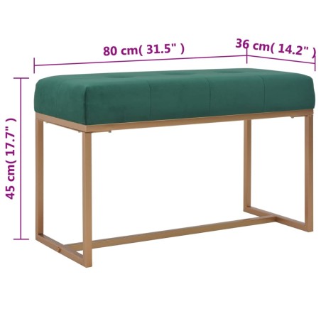 Banc 80 cm Vert Velours
