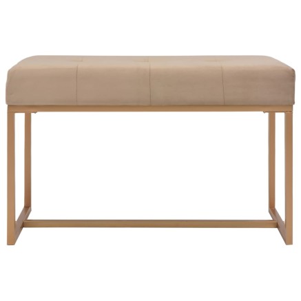 Banc d'entrée beige 80 cm velours 2