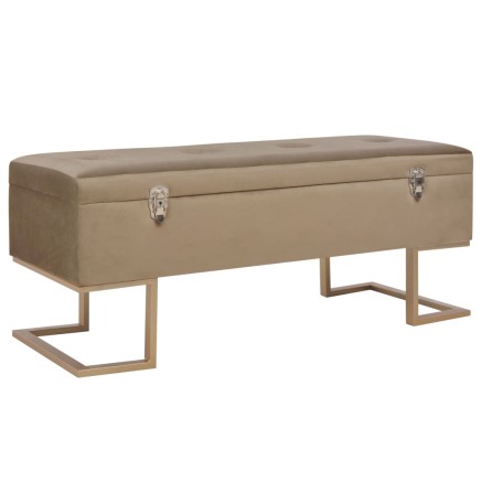 Banc avec compartiment de rangement 105 cm Beige Velours