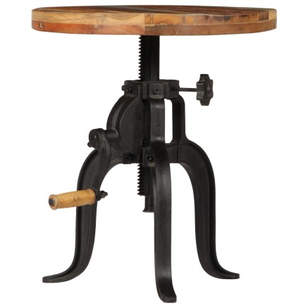Table d'appoint 45x (45-62) cm Bois de récupération et fonte 2