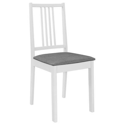 Chaises à manger avec coussins lot de 4 blanc bois solide 2