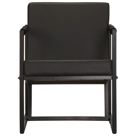 Fauteuil noir cuir véritable 2
