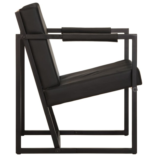 Fauteuil noir cuir véritable