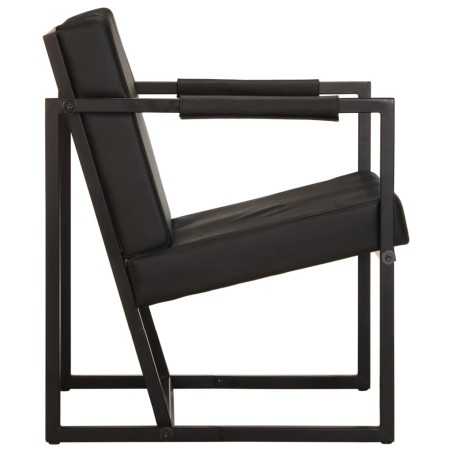 Fauteuil noir cuir véritable