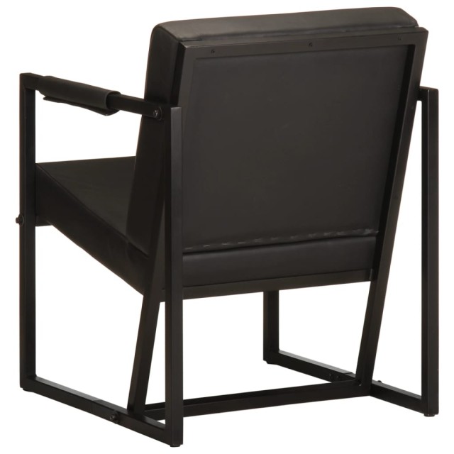 Fauteuil noir cuir véritable