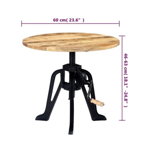 Table d'appoint 60x(46-63) cm Bois de manguier massif et fonte