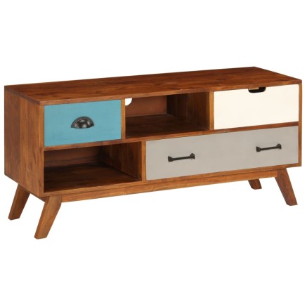 Meuble TV avec 3 tiroirs 110x35x50 cm Bois d'acacia solide 2