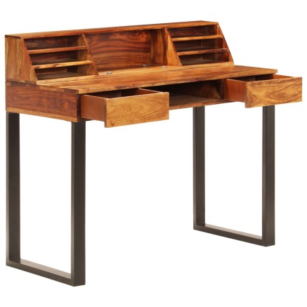 Bureau 110x50x94 cm Bois solide de Sesham et acier 2