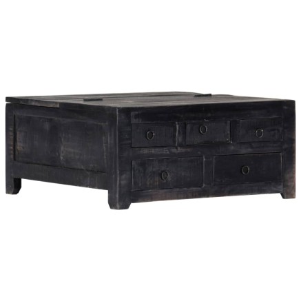 Table basse Noir 65x65x30 cm Bois de manguier massif