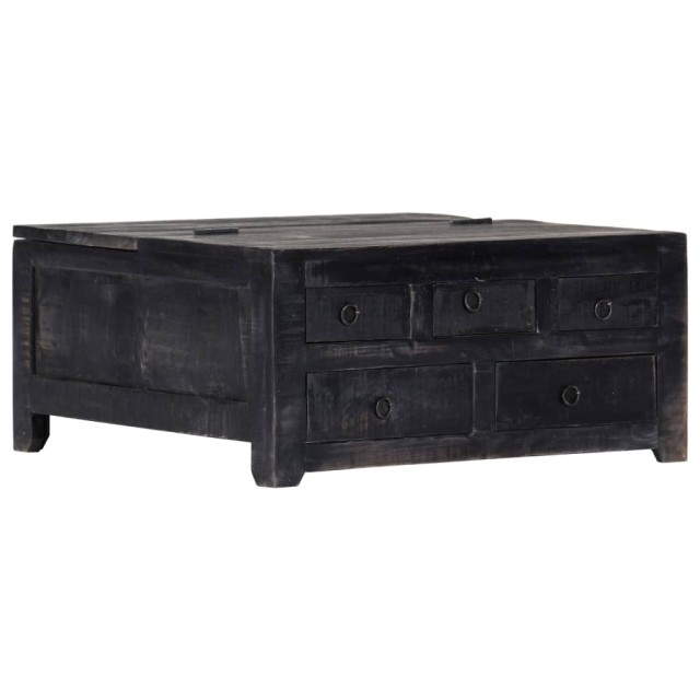 Table basse Noir 65x65x30 cm Bois de manguier massif