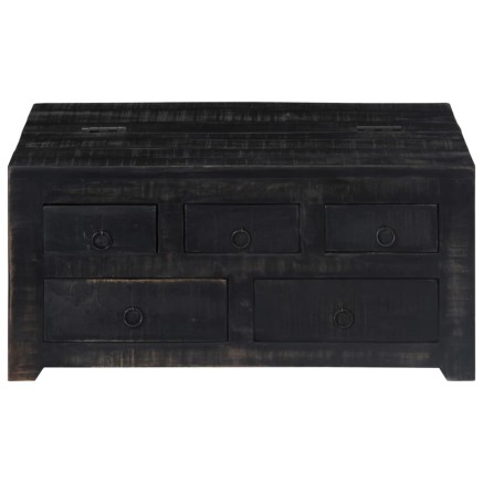Table basse Noir 65x65x30 cm Bois de manguier massif 2