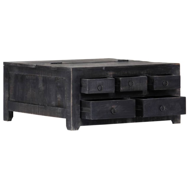Table basse Noir 65x65x30 cm Bois de manguier massif