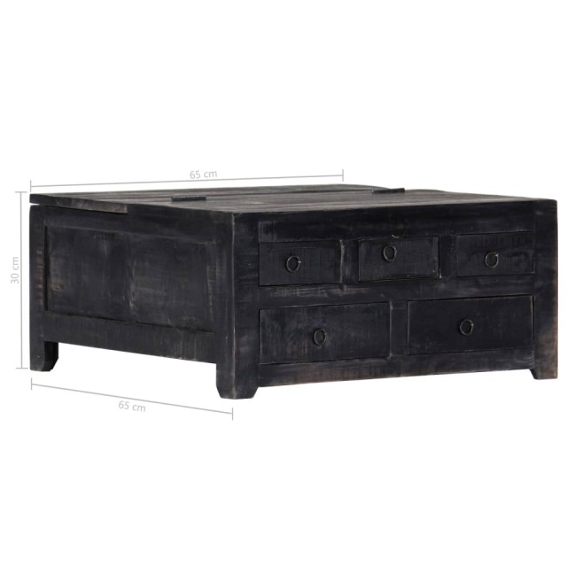 Table basse Noir 65x65x30 cm Bois de manguier massif