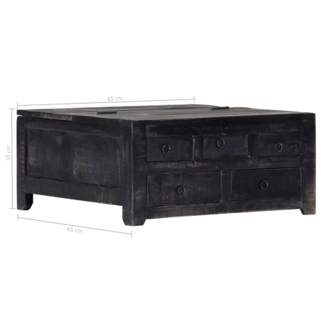 Table basse Noir 65x65x30 cm Bois de manguier massif