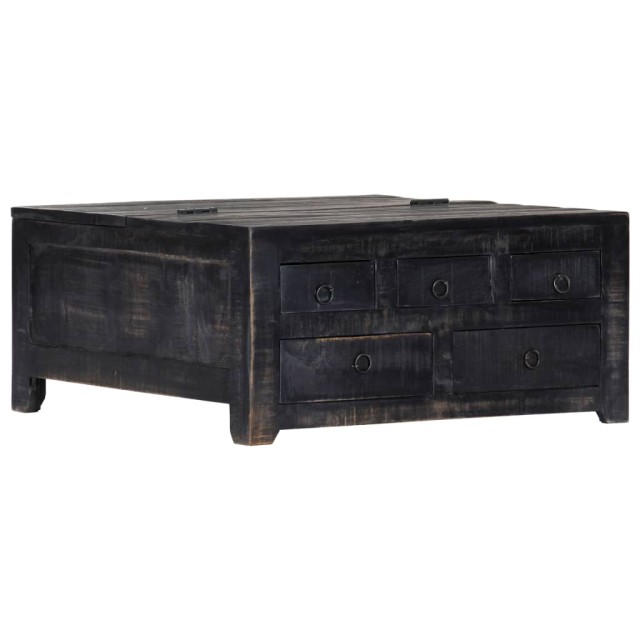 Table basse Noir 65x65x30 cm Bois de manguier massif