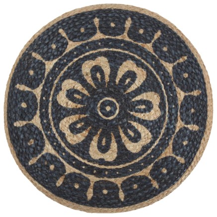 Pouf fait à la main Bleu 45 x 30 cm Jute 2