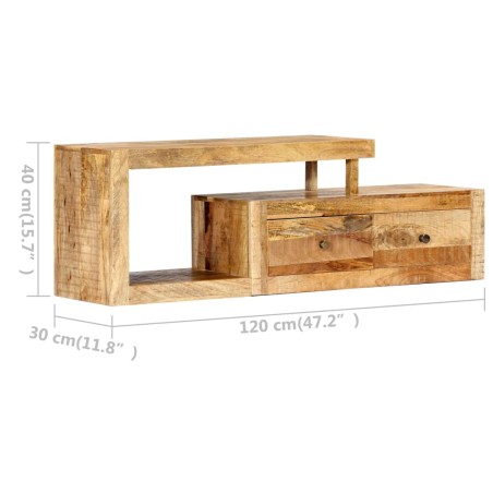 Meuble TV 120x30x40 cm Bois massif de manguier