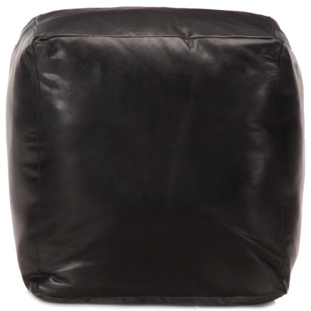 Pouf 40 x 40 x 40 cm Noir Cuir véritable de chèvre 2