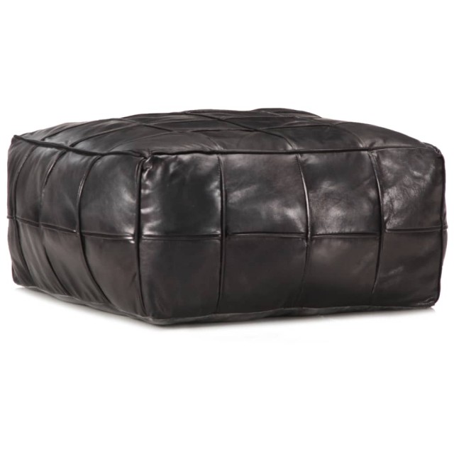 Pouf 60 x 60 x 30 cm Noir Cuir véritable de chèvre