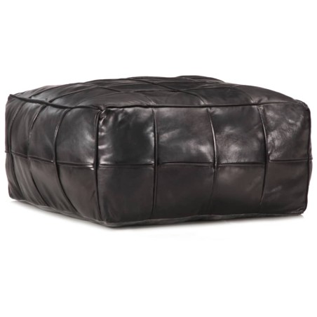 Pouf 60 x 60 x 30 cm Noir Cuir véritable de chèvre