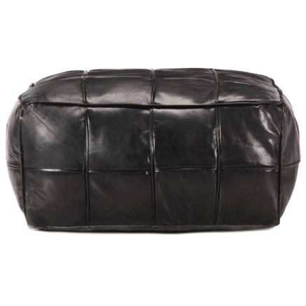 Pouf 60 x 60 x 30 cm Noir Cuir véritable de chèvre 2