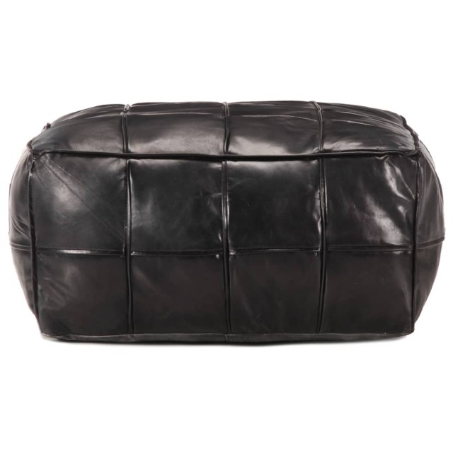 Pouf 60 x 60 x 30 cm Noir Cuir véritable de chèvre
