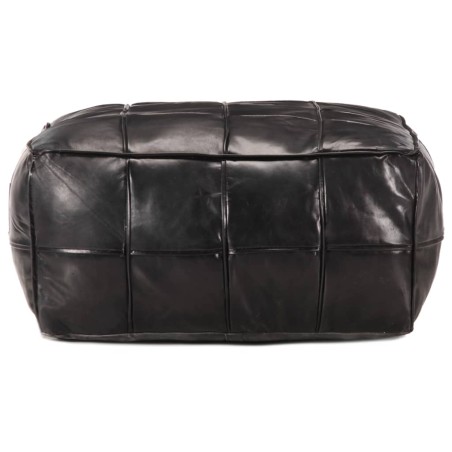 Pouf 60 x 60 x 30 cm Noir Cuir véritable de chèvre