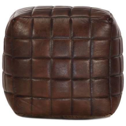 Pouf 40 x 40 x 40 cm Marron foncé Cuir véritable de chèvre 2