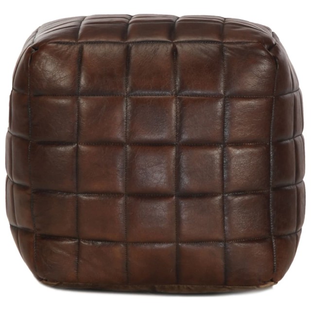 Pouf 40 x 40 x 40 cm Marron foncé Cuir véritable de chèvre