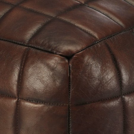 Pouf 40 x 40 x 40 cm Marron foncé Cuir véritable de chèvre