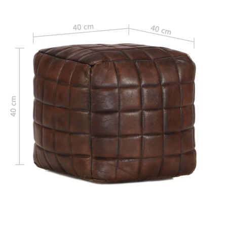 Pouf 40 x 40 x 40 cm Marron foncé Cuir véritable de chèvre
