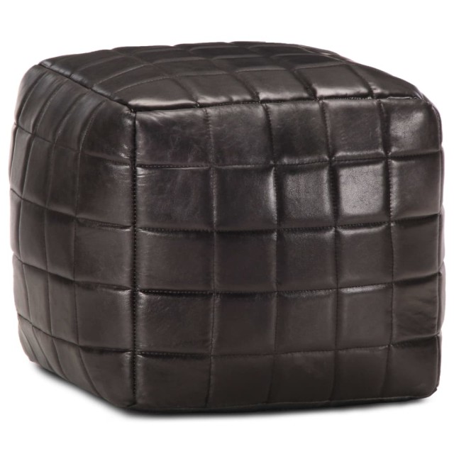 Pouf 40 x 40 x 40 cm Noir Cuir véritable de chèvre