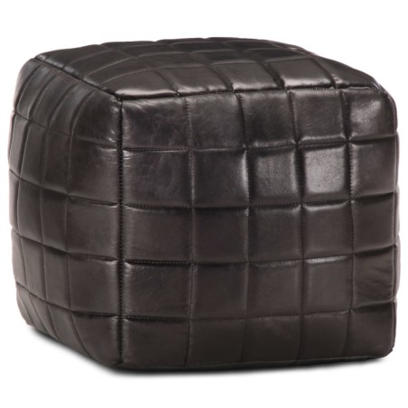 Pouf 40 x 40 x 40 cm Noir Cuir véritable de chèvre