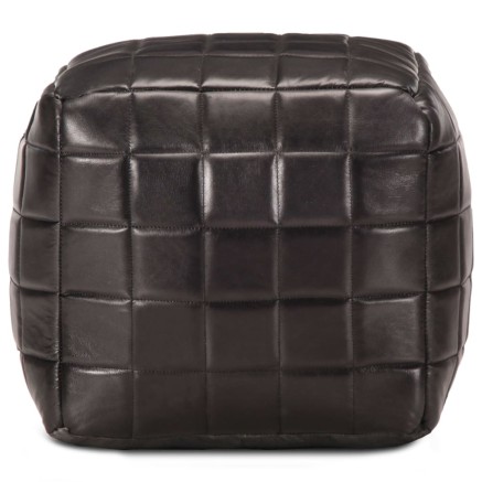 Pouf 40 x 40 x 40 cm Noir Cuir véritable de chèvre 2