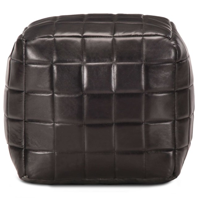 Pouf 40 x 40 x 40 cm Noir Cuir véritable de chèvre